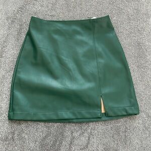 Dark green vegan leather mini skirt